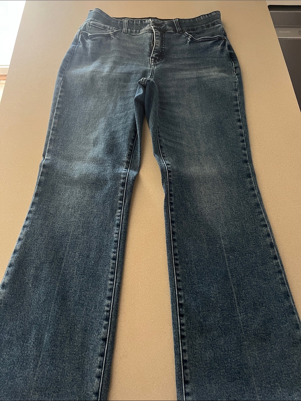 Women's Dark Blue Flare Jeans - Classic Wide Leg